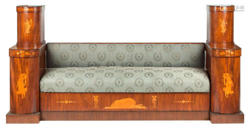 A Beidermeir mahogany and inlaid sofa, early-mid 19th century