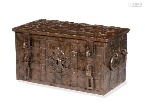 A large 18th century iron 'Armada' chest, probably German