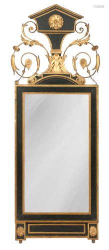 A 19th century style ebonised and gilt decorated wall mirror 20th century
