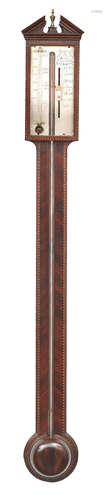 A George III mahogany stick barometer The dial engraved 'Stampa & Co. Fecit, London'