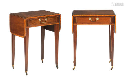 A pair of George III style mahogany drop-leaf side tables, 20th century