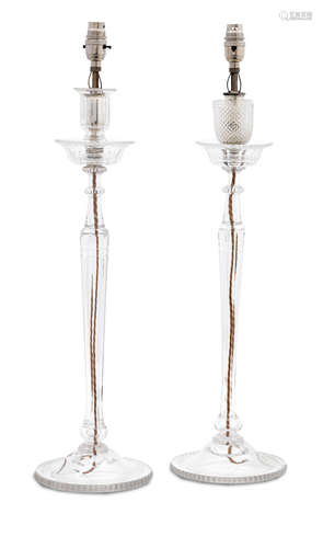 A pair of cut glass table lamps 20th century