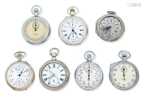 A group of various 18th, 19th & 20th century silver and plated pocket watches and stop watches