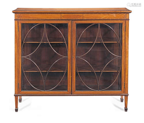 A late Victorian satinwood and tulipwood crossbanded low display cabinet