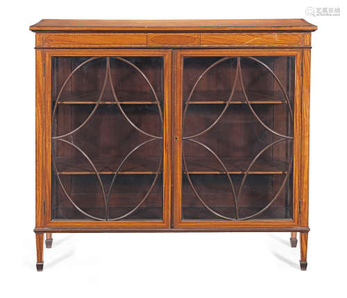 A late Victorian satinwood and tulipwood crossbanded low display cabinet