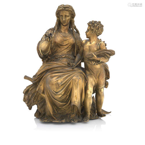 Jean Jules Salmson (French 1823-1902) A bronze classical figural group possibly representing the goddess Demeter