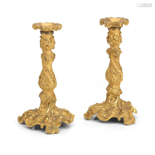 A pair of 19th century ormolu candlesticks