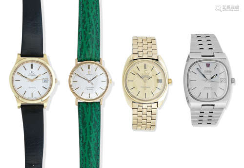 Omega. A group of four various wrist watches