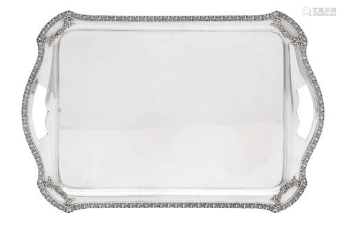 A 20th century Austro-Hungarian silver twin-handled tray lacking makers mark