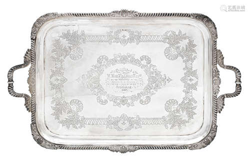 An early 20th century twin-handled silver tray by James Deakin & Sons, Sheffield 1902