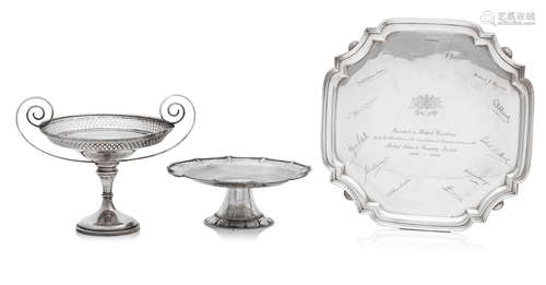 A presentation silver salver by Walker & Hall, Sheffield 1939 (3)