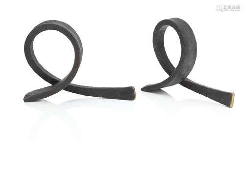 A pair of contemporary wrought iron bookends