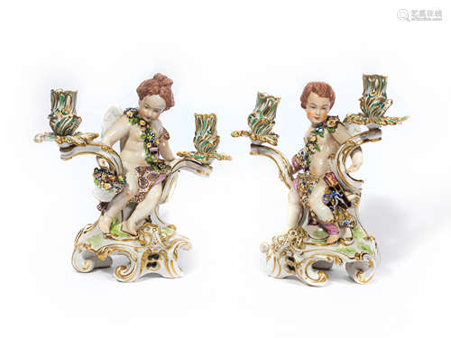 A pair of Samson figural candelabra Late 19th Century