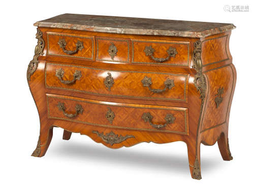 A French 18th century style parquetry and ormalu mounted commode