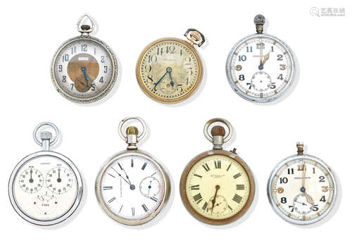 A group of eighteen various 19th & 20th century silver and plated pocket watches and stop watches