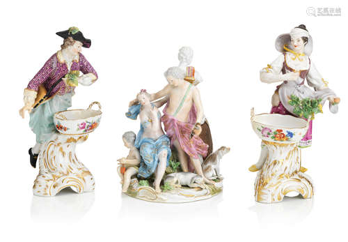 A pair of Berlin figural salts Late 19th century