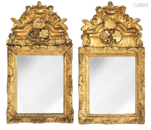 A pair of Louis XV giltwood and gesso wall mirrors