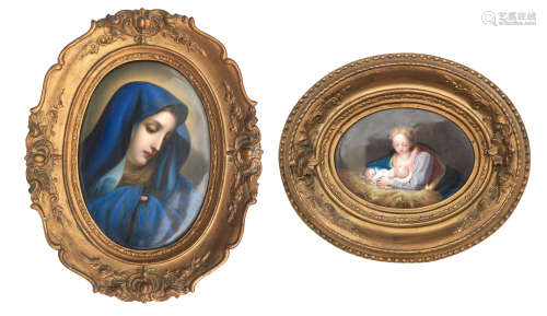 A KPM plaque depicting the Madonna, after Carlo Dolci Mid/late 19th century