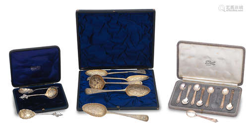 Georg Jensen; a set of eight Art Deco silver coffee spoons 1933-44 period, and stamped Sterling, Denmark, retailed by Finnigans Ltd of New Bond St. (5 )