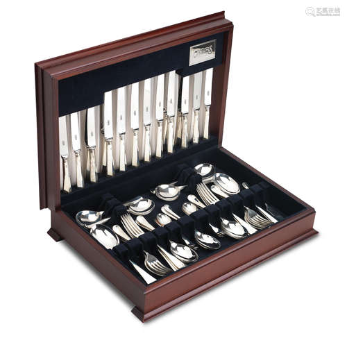 A cased canteen of modern silver flatware by Carrs of Sheffield, 1992