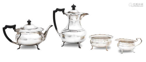 A modern four piece silver tea service by H.Atkins, Sheffield 1924/25