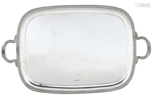 A mid 20th century twin-handled silver tray by John Turton & Co, Sheffield 1957