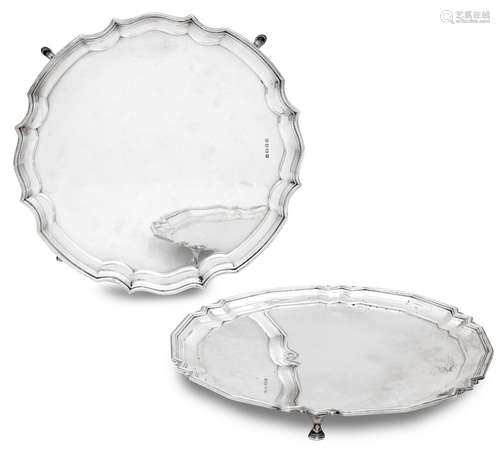 Two 20th century silver salvers by Mappin & Webb, Sheffield 1934, and Poston Products Ltd, Sheffield 1962 (2)