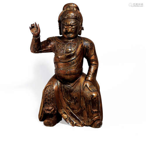 A Wooden Statuette of Guan Gong, Qing Dyansty清 木质关公像