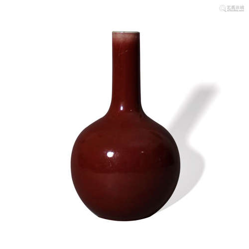 A Copper-Red-Glazed Vase, Tianqiuping, 19th Century19世纪 霁红釉天球瓶