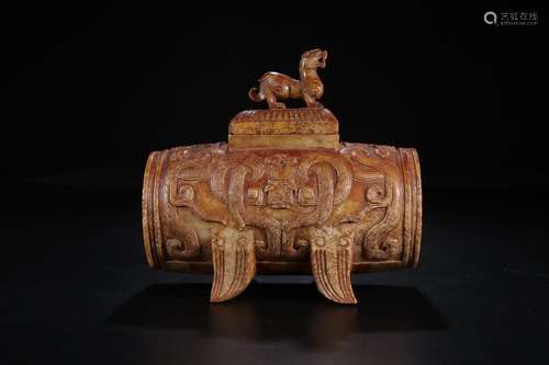 A Chinese Gaogu Jade Incense Burner