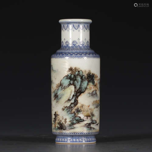 A Chinese Enamel Landscape Painted Porcelain Vase