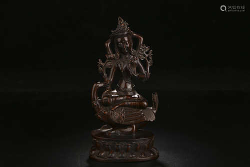 A Chinese Carved Red Sandalwood Buddha Statue