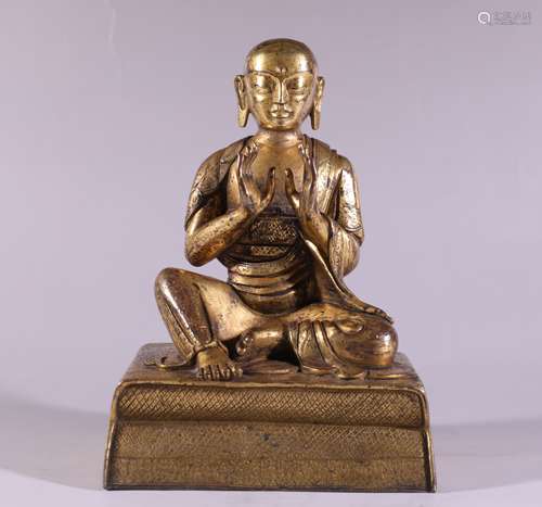 A Chinese Gild Copper Statue of Guru Buddha