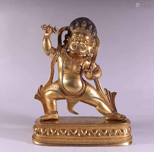 A Chinese Gild Copper Statue of Vajrapani