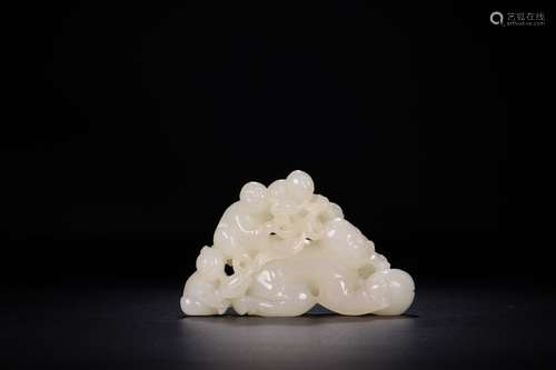 A Chinese Carved Hetian Jade Rockery Ornament