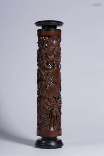 A Chinese Carved Bamboo Incense Tube