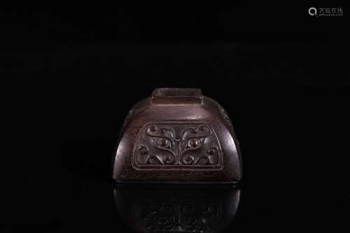 A Chinese Lobular Red Sandalwood Water Pot