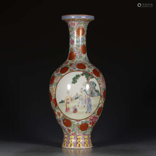 A Chinese Famille Rose Figure Painted Porcelain Vase