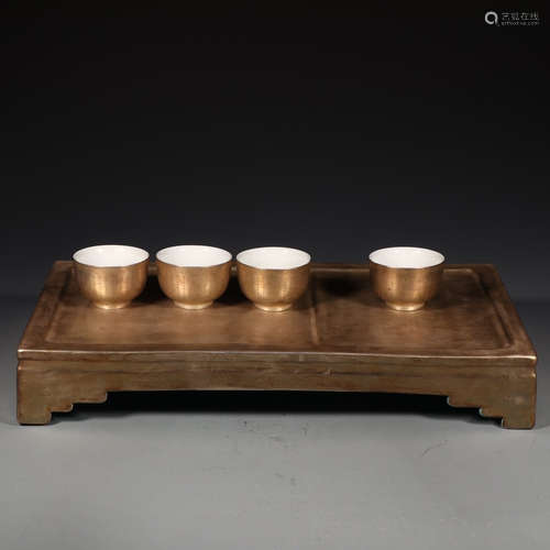 A Set of Chinese Silver Gild Cups