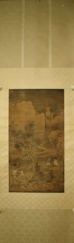 A Chinese Painting Silk Scroll, Guo Zhongshu Mark