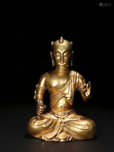 A Chinese Gild Copper Seated Buddha Statue
