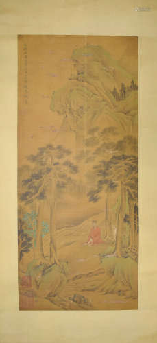 A Chinese Landscape Painting Silk Scroll, Zhao Mengfu Mark