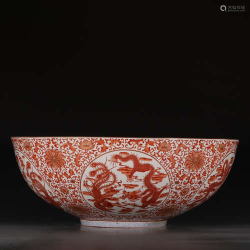 A Chinese Famille Rose Iron Red Flower&Bird Pattern Porcelain Bowl