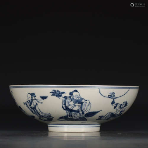 A Chinese Blue and White Figures Painted Porcelain Bowl