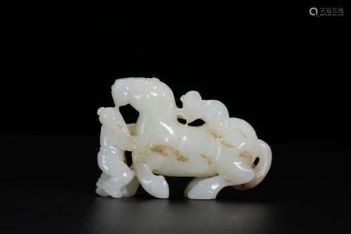 A Chinese Carved Hetian Jade Horse Ornament