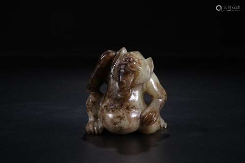 A Chinese Gaogu Jade Bear Ornament