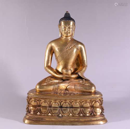 A Chinese Gild Copper Statue of Sakyamuni