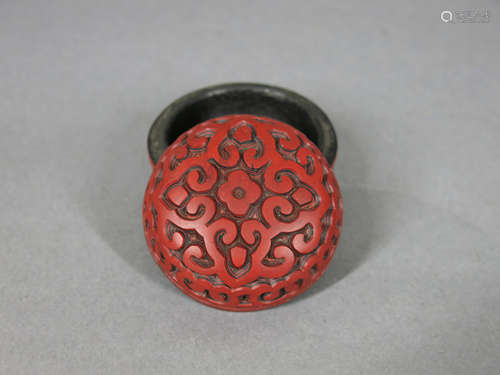 A Chinese Lacquerware Floral Seal Box