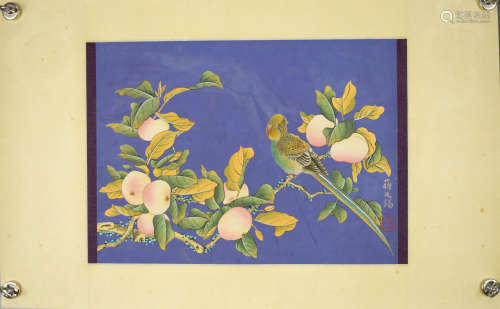 A Chinese Flower&bids Painting Silk Scroll, Jiang Tingxi Mark
