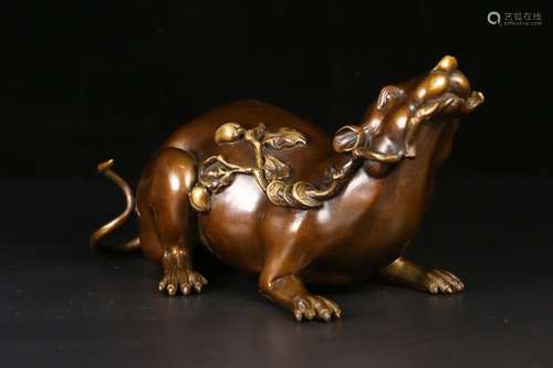 A Chinese Copper Mouse Ornament